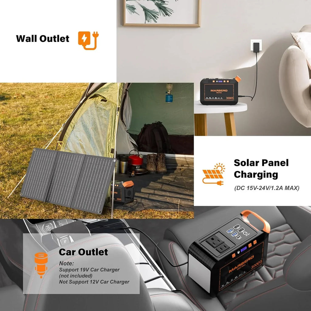 Centrale électrique portable 88 Wh, générateur solaire au lithium pour camping, charge rapide avec prise secteur, batterie externe de 120 W de pointe