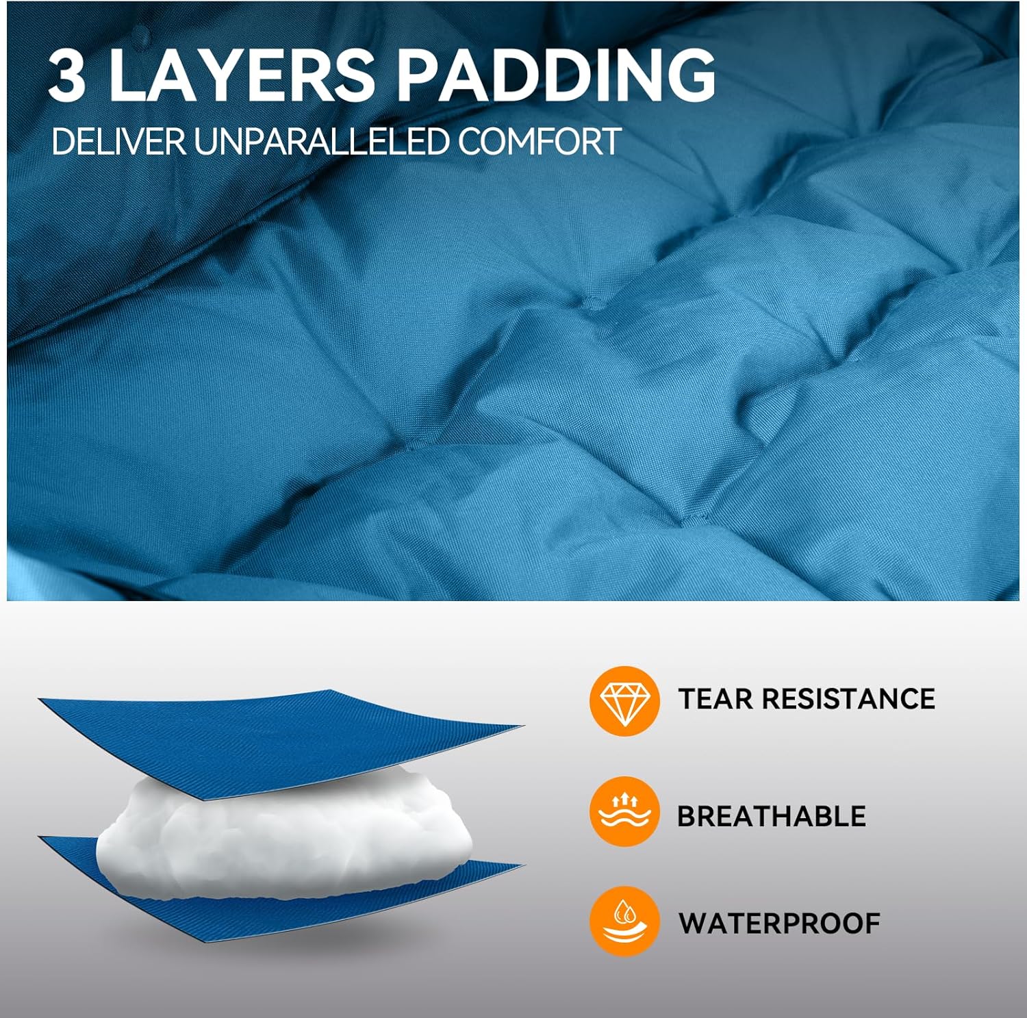 Chaise de camping rembourrée - Canapé de camping extra large et robuste, canapé pliable portable avec porte-gobelet et sac de transport