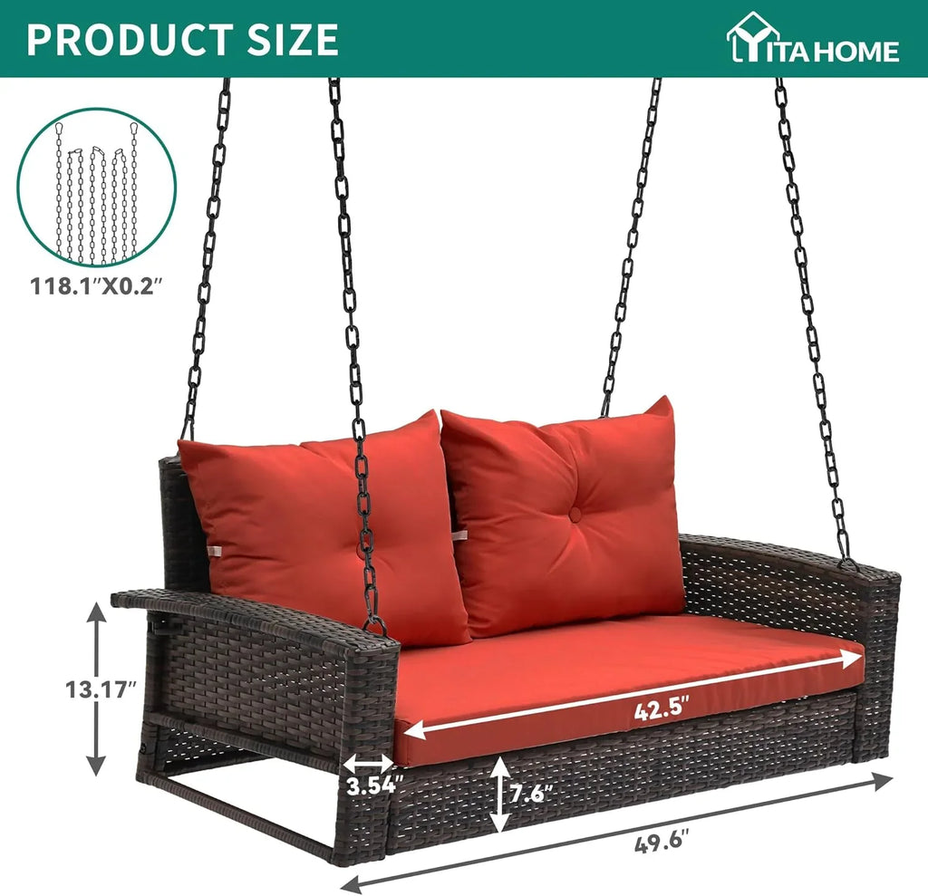 YITAHOME Balancelle suspendue pour porche, 3 places, banc d'extérieur en osier