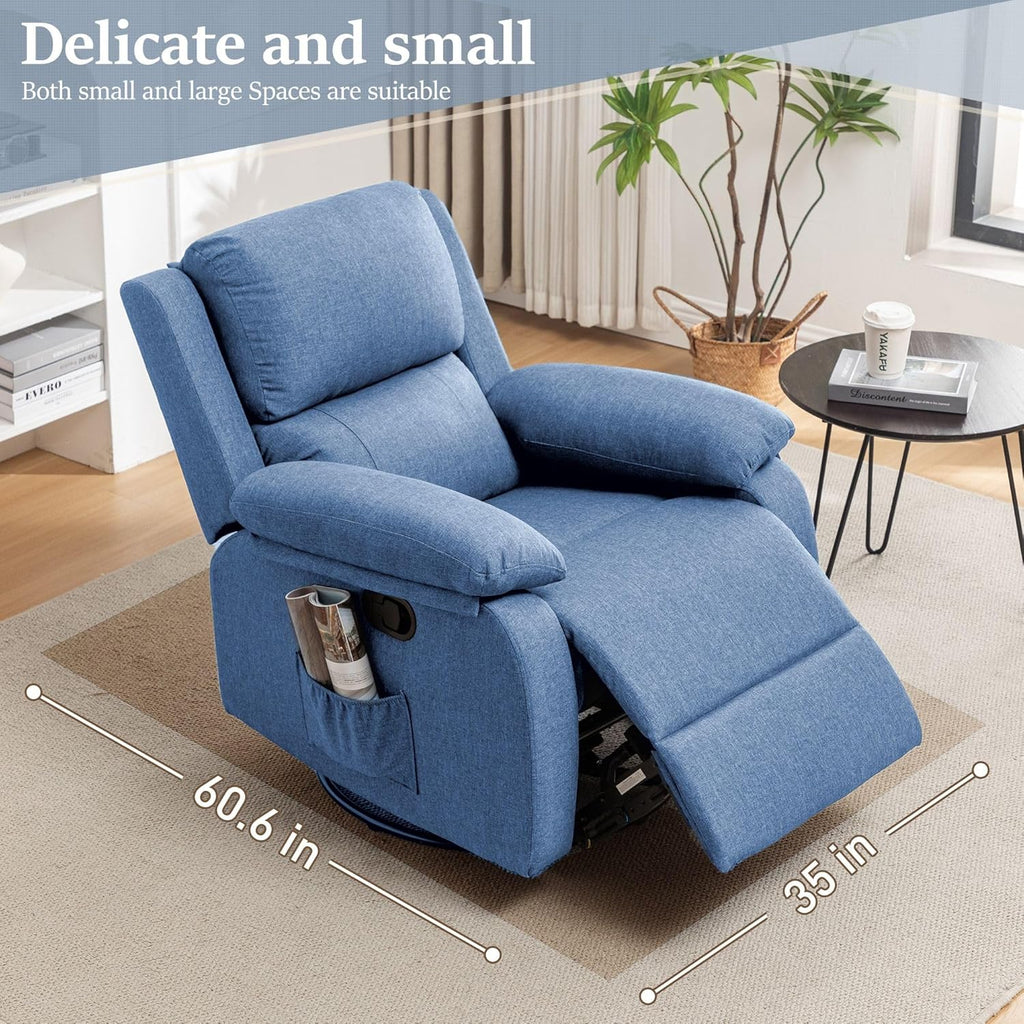 Fauteuil à bascule inclinable pivotant à 360 degrés en tissu coulissant