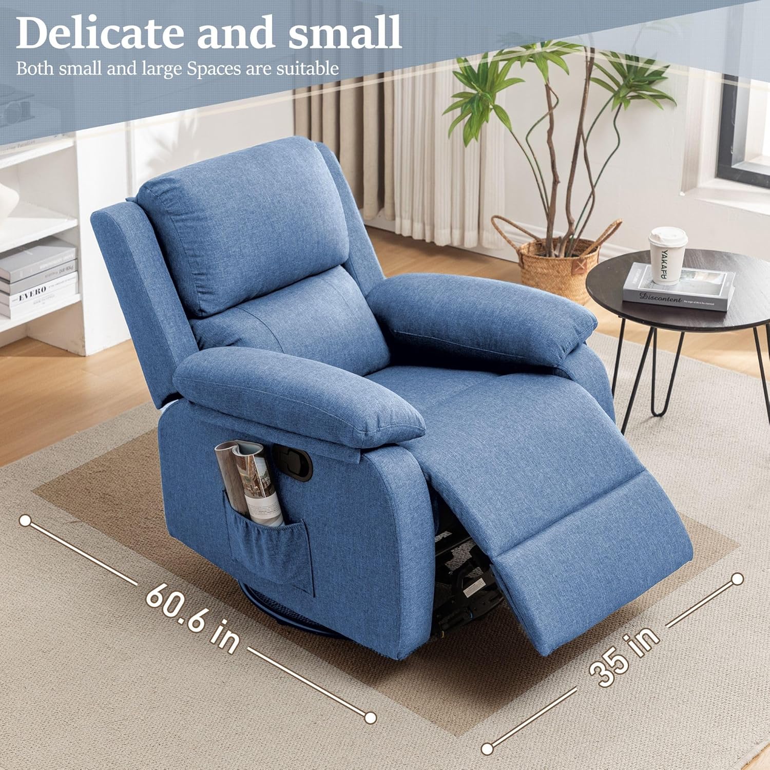 Fauteuil à bascule inclinable pivotant à 360 degrés en tissu coulissant