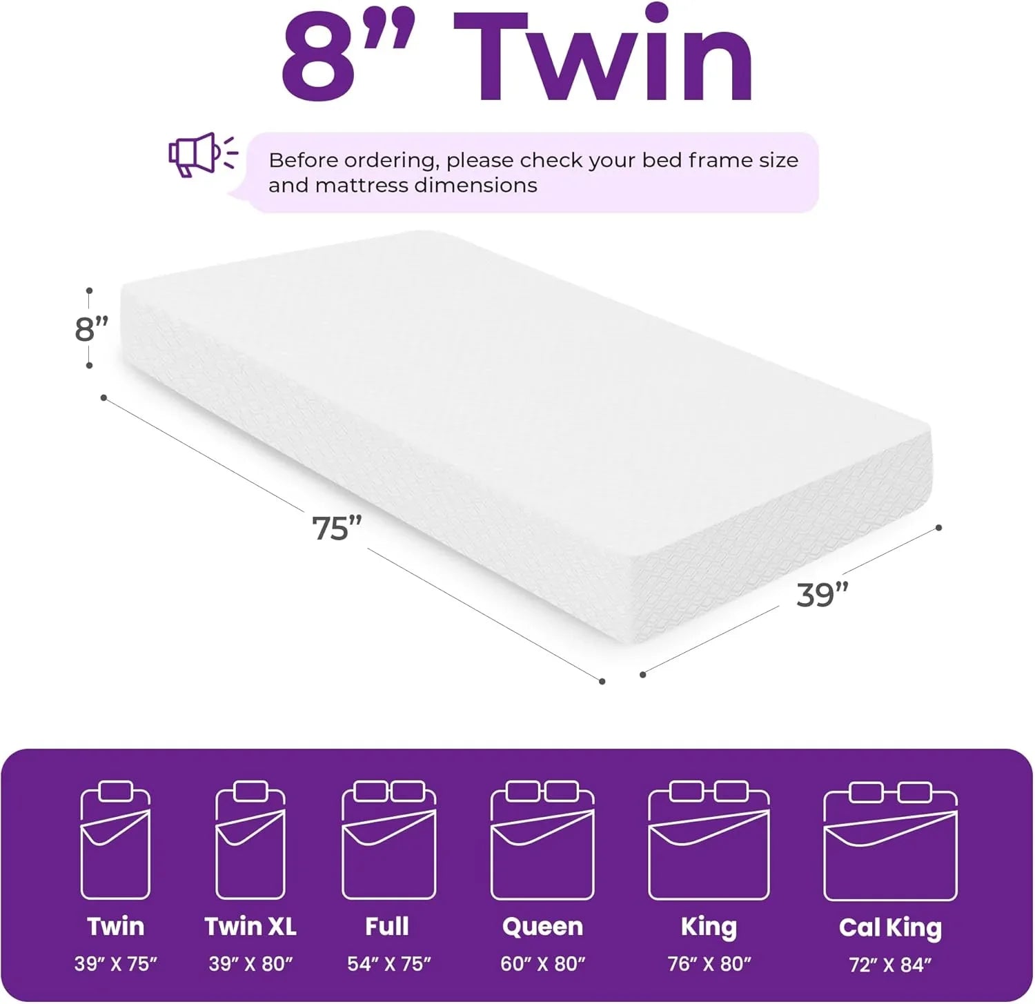 Matelas en mousse à mémoire de forme GAESTE de 8 pouces, entièrement rafraîchissant, matelas dans une boîte