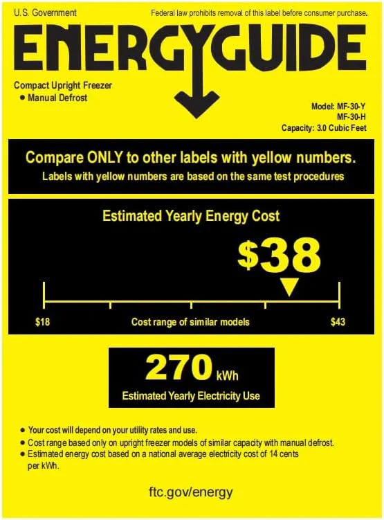 Congélateur vertical, 3,0 pieds cubes, mini-congélateur compact à une porte