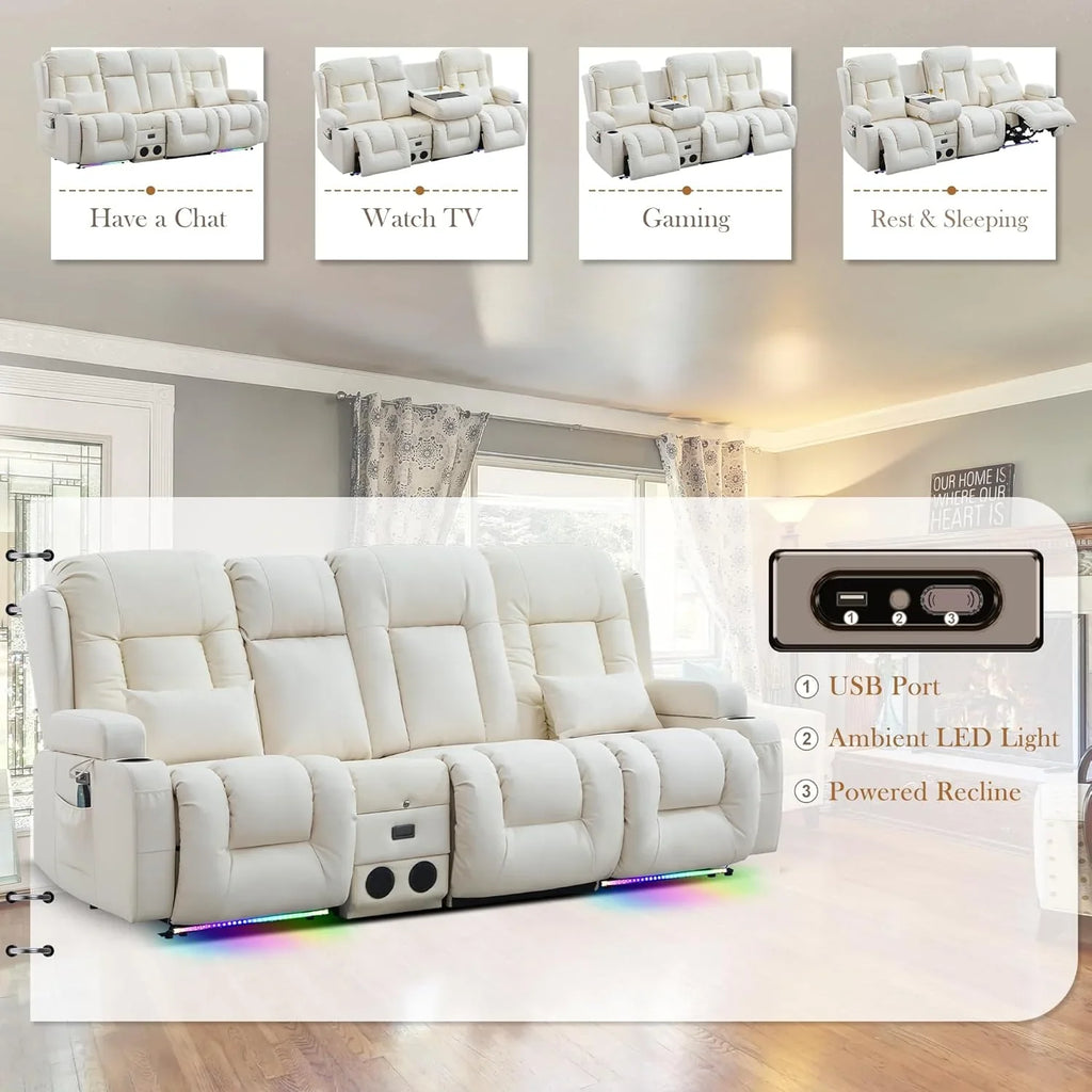 Canapé inclinable électrique TUNYI avec fonctions massage et chauffage, siège home cinéma avec console, canapé inclinable électrique pour camping-car