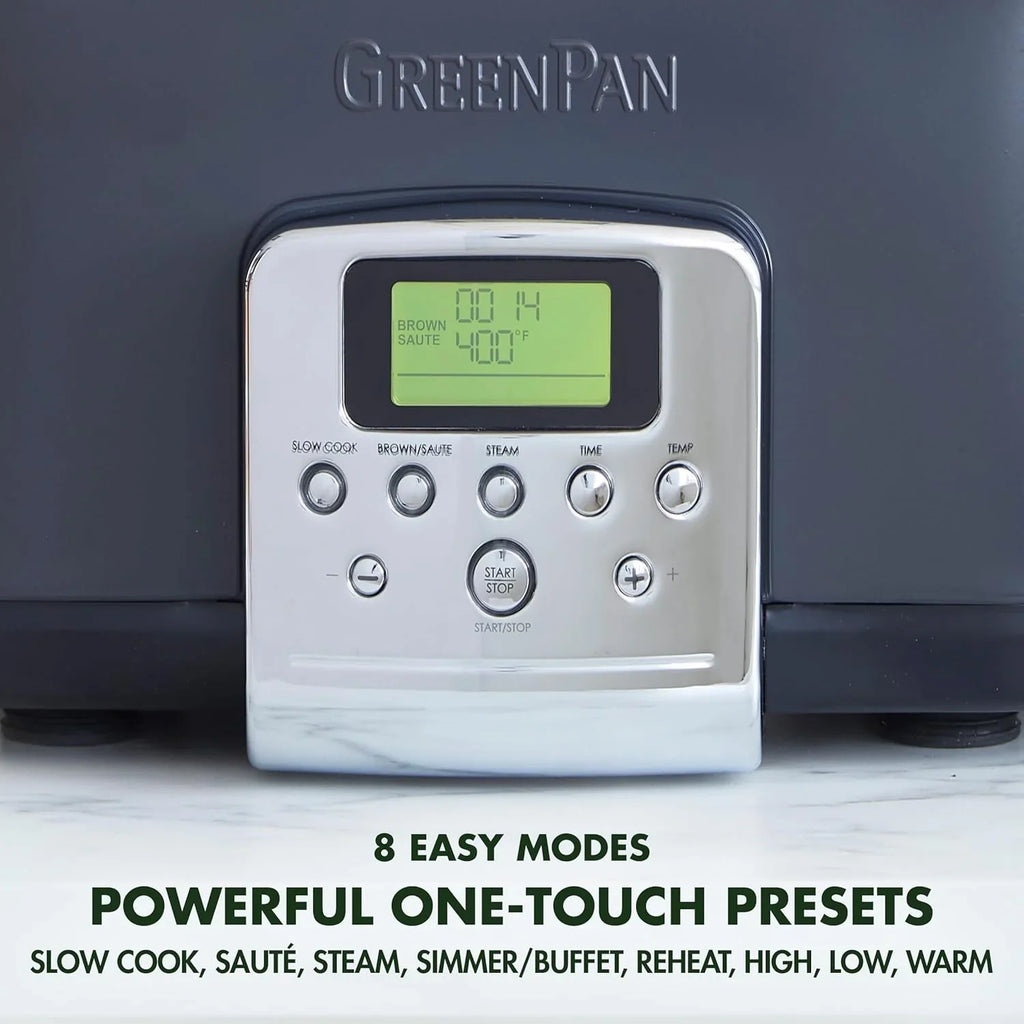 Mijoteuse électrique programmable 8 en 1 de 6 litres avec couvercle lavable au lave-vaisselle et base amovible