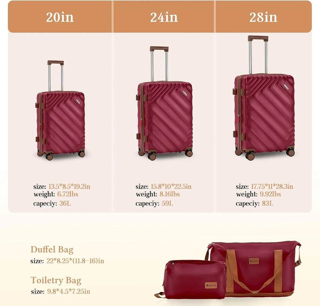 Ensemble de bagages 5 pièces valise extensible 22x14x9 certifié aviation ensemble de voyage étanche durable