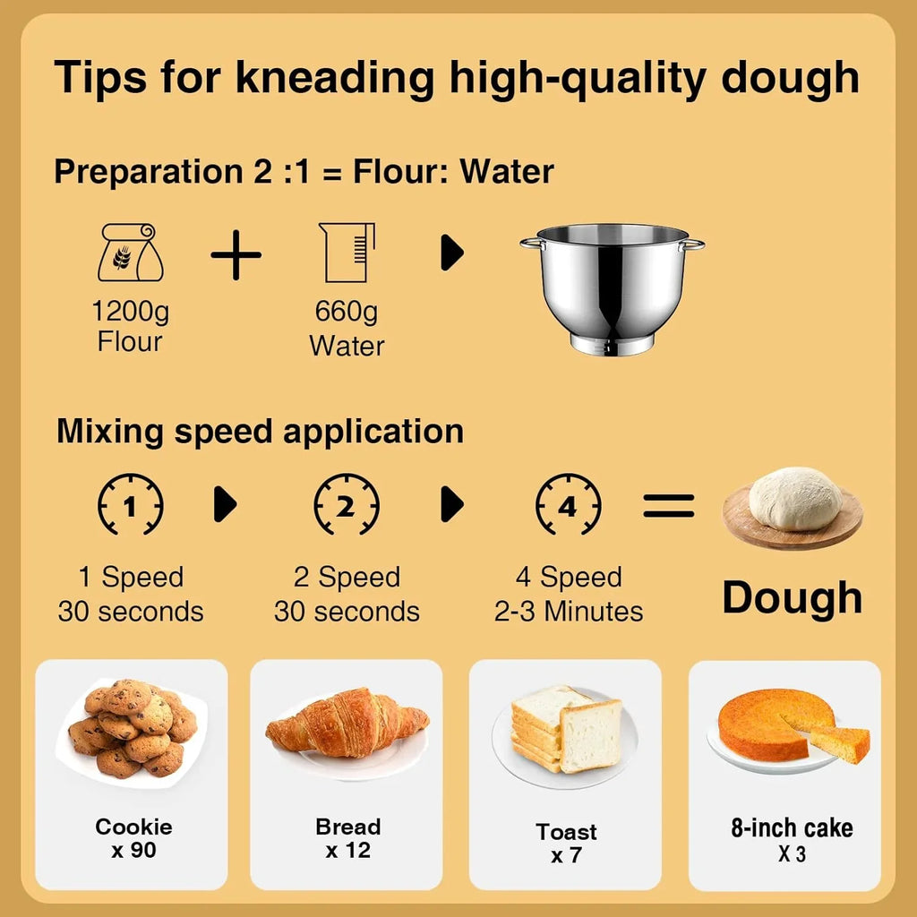 Batteur sur socle 6,5 pintes 660 W 6 vitesses à tête inclinable, batteur électrique de cuisine