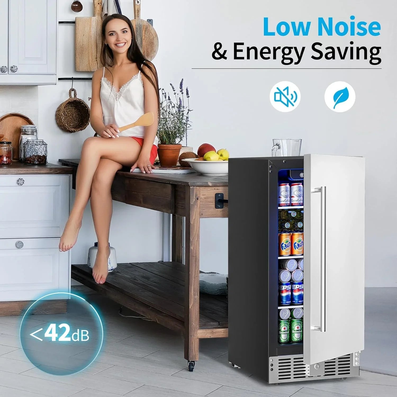 Réfrigérateur à boissons - Mini-réfrigérateur 126 canettes avec porte vitrée pour bureau, chambre, bar, maison