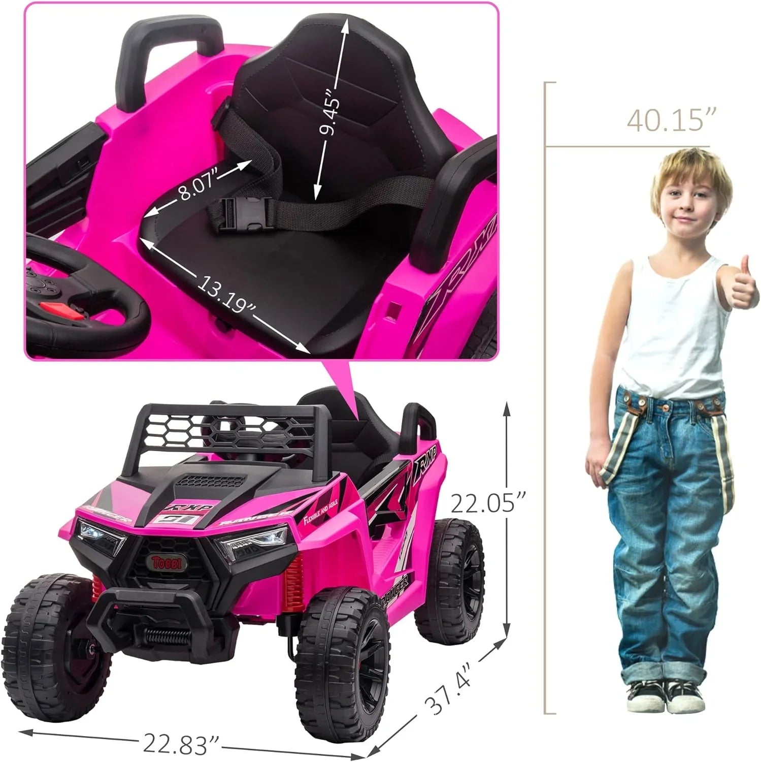 Voiture électrique tout-terrain TOBBI 12 V pour enfants