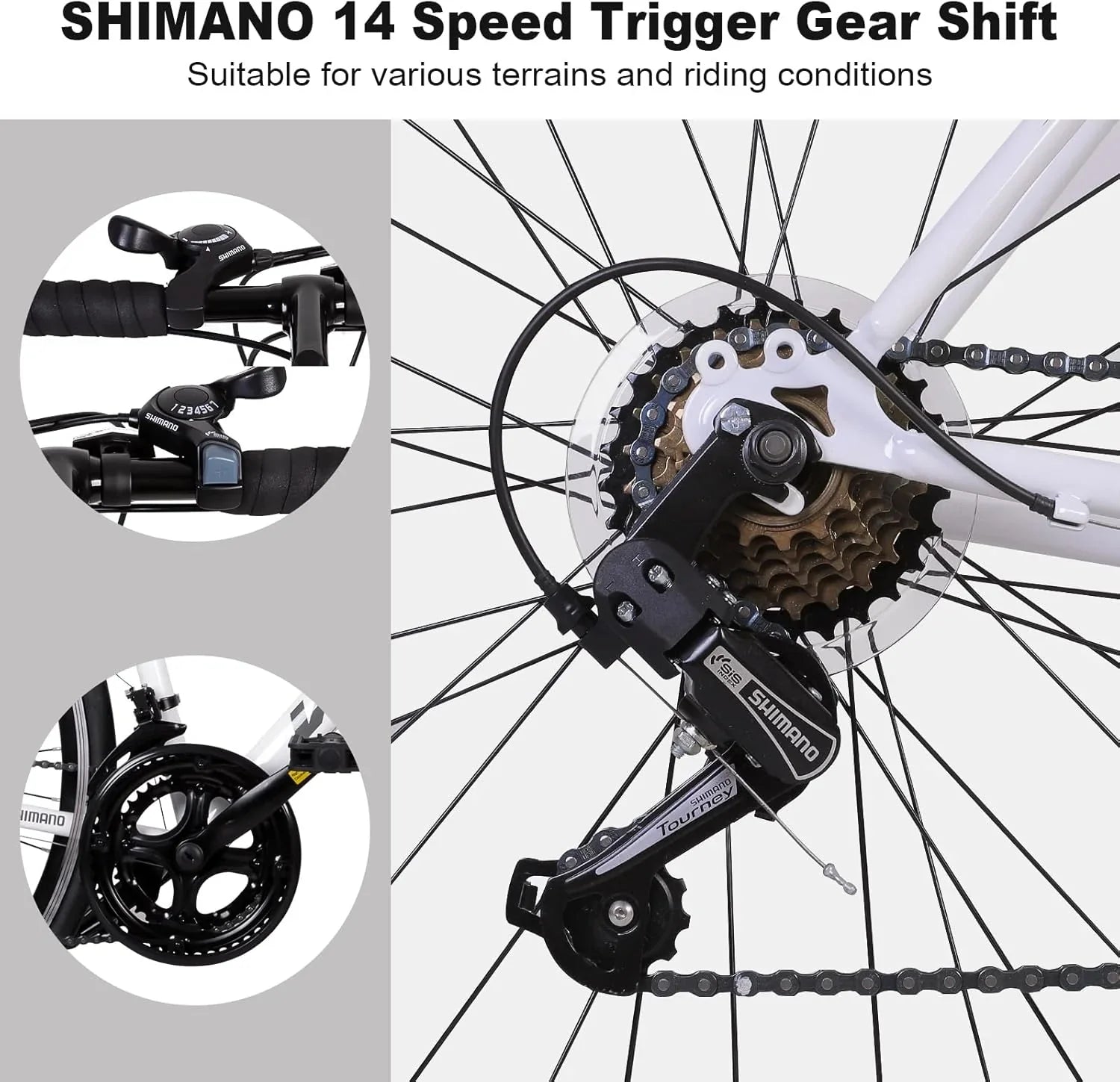 Vélo de route WEIZE, vélo de ville avec roues 700C, guidon Shimano 14 vitesses, vélo de course adulte avec freins à étrier, vélo hybride en acier à haute teneur en carbone