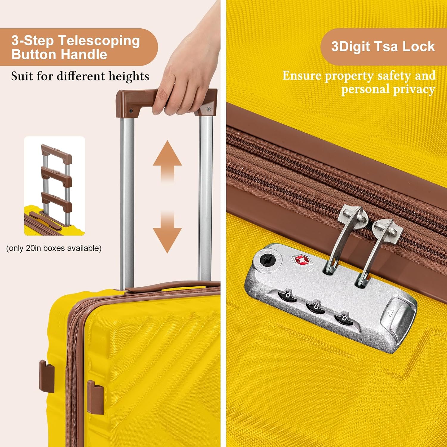 Ensemble de bagages 5 pièces valise extensible 22x14x9 certifié aviation ensemble de voyage étanche durable