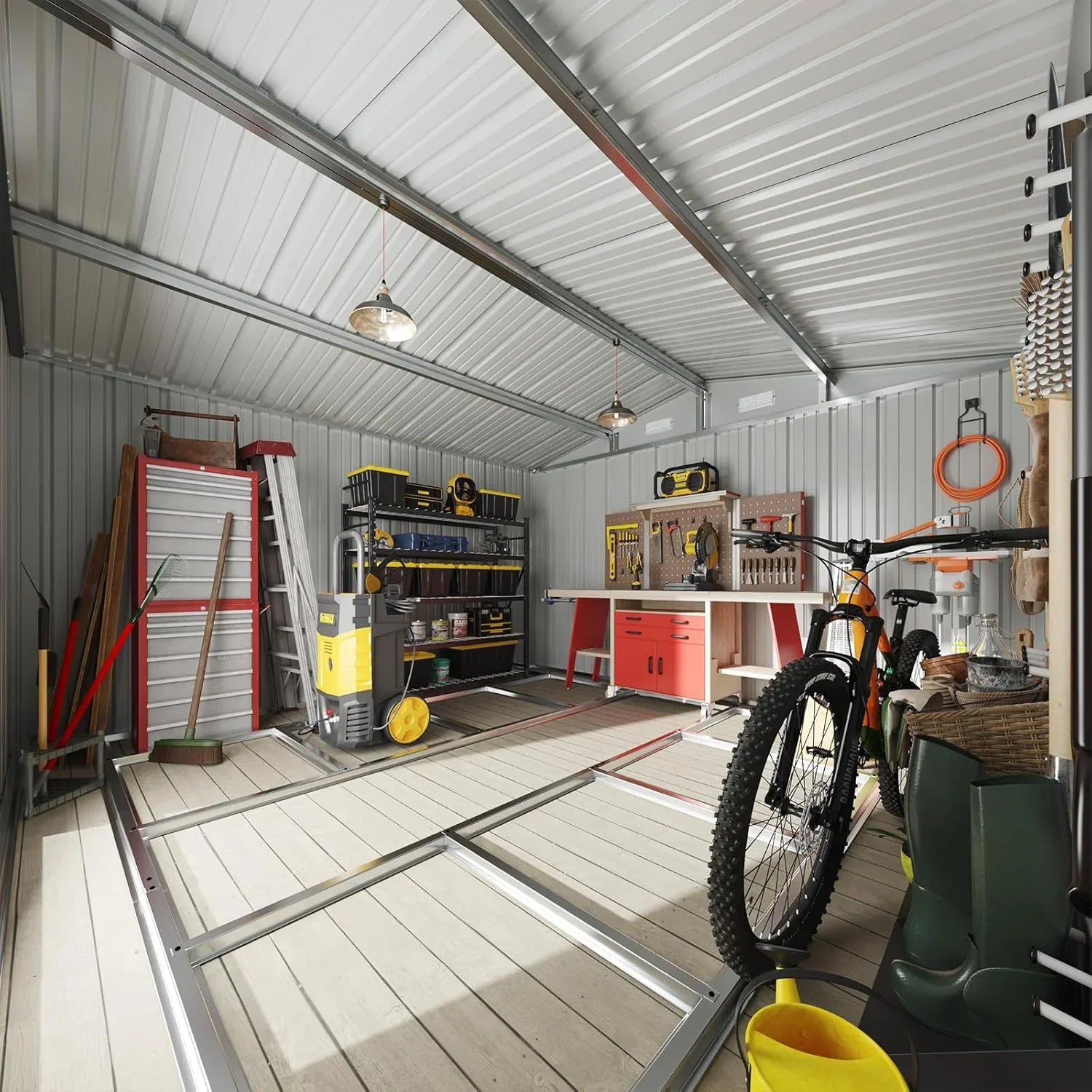 Abri de jardin en métal Aoxun 3,6 x 3 m, abri de jardin extérieur étanche, abri de jardin multifonctionnel en acier avec porte et serrure