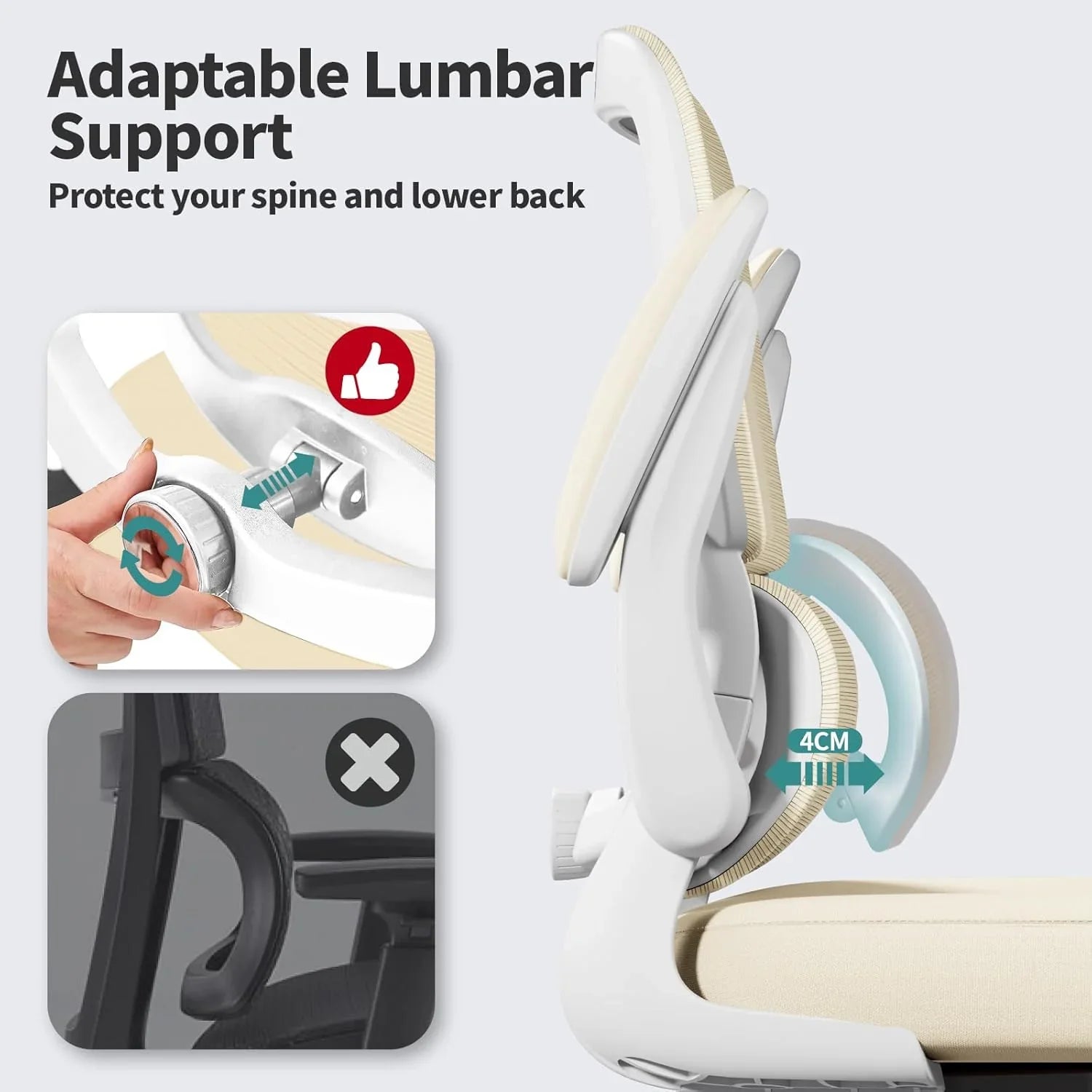 Chaise de bureau ergonomique TRALT, capacité de 150 kg, en maille, avec roulettes