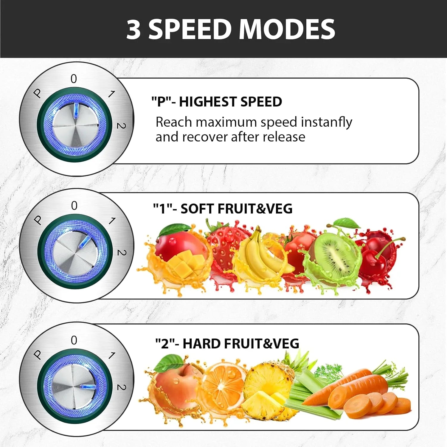 Centrifugeuse KOIOS 1 300 W avec goulotte d'alimentation extra large de 7,6 cm et filtre en titane
