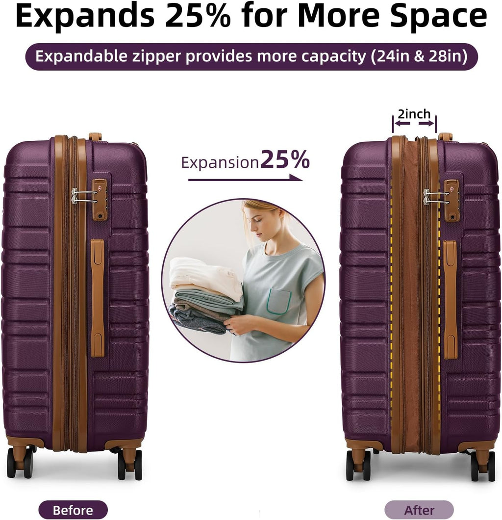 Ensemble de bagages 6 pièces, ensemble de valises rigides extensibles avec roulettes pivotantes, ensemble de bagages à roulettes légers