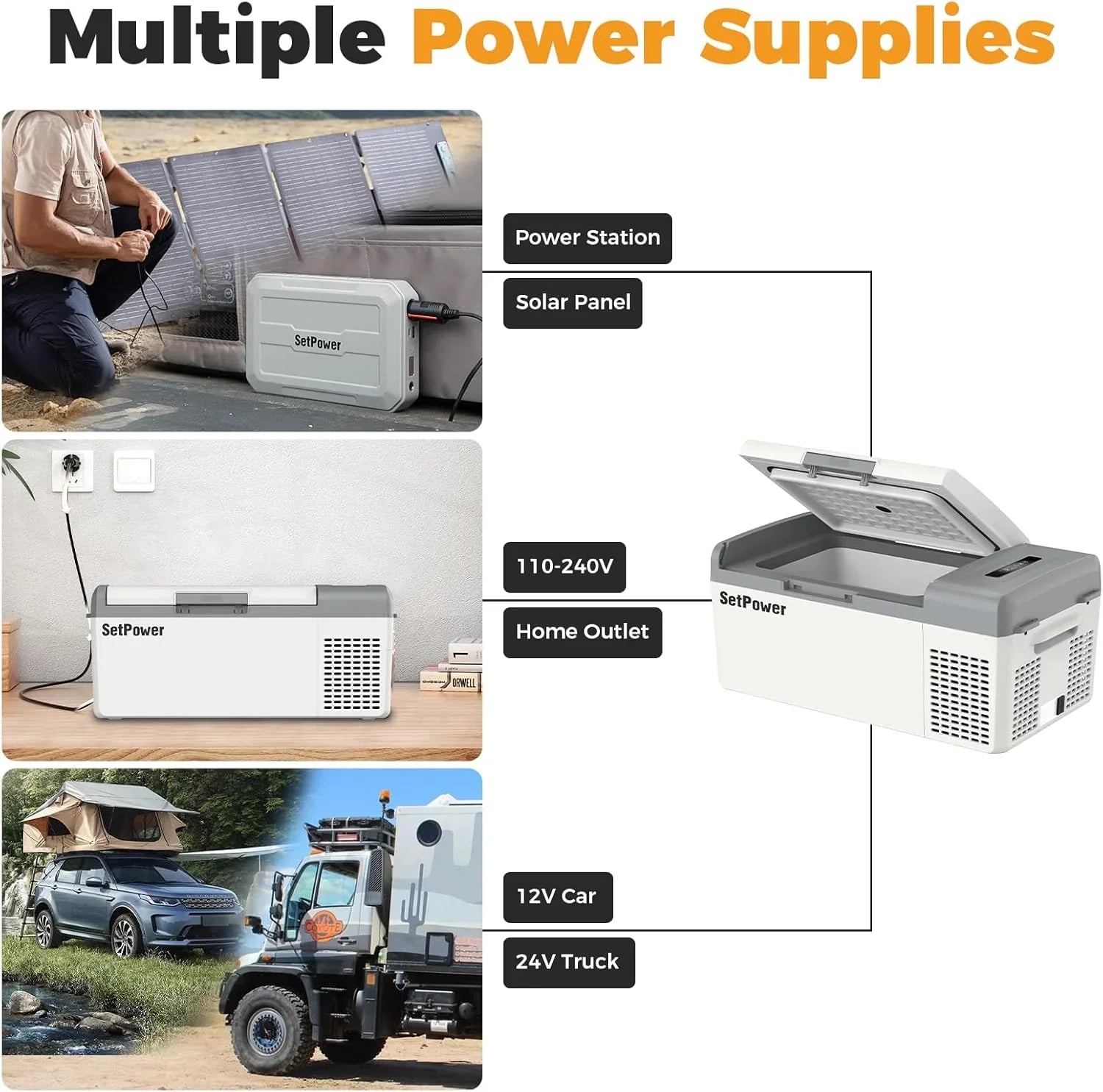Réfrigérateur portable 12 V 21 litres, autonomie de 50 heures, glacière électrique pour voiture