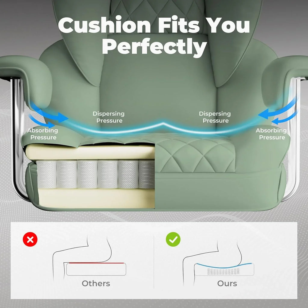Grande chaise de bureau à dossier haut, chaise de jeu en cuir à dossier haut avec repose-pieds