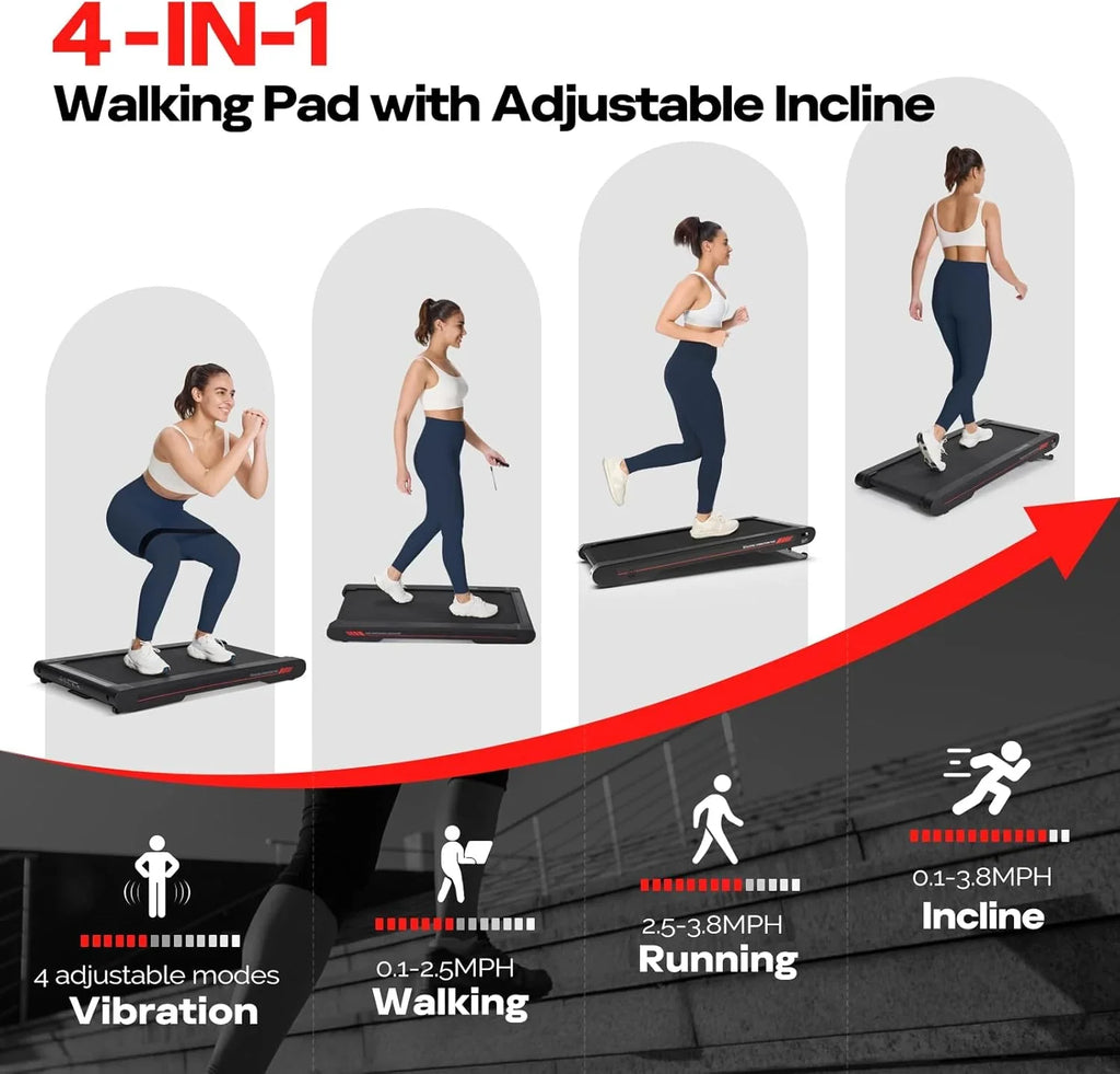 Tapis de course vibrant Sperax (avec application) 3 en 1 sous le bureau, tapis de course silencieux de 2,5 CV (avec télécommande), tapis de course portable pour la maison et le bureau