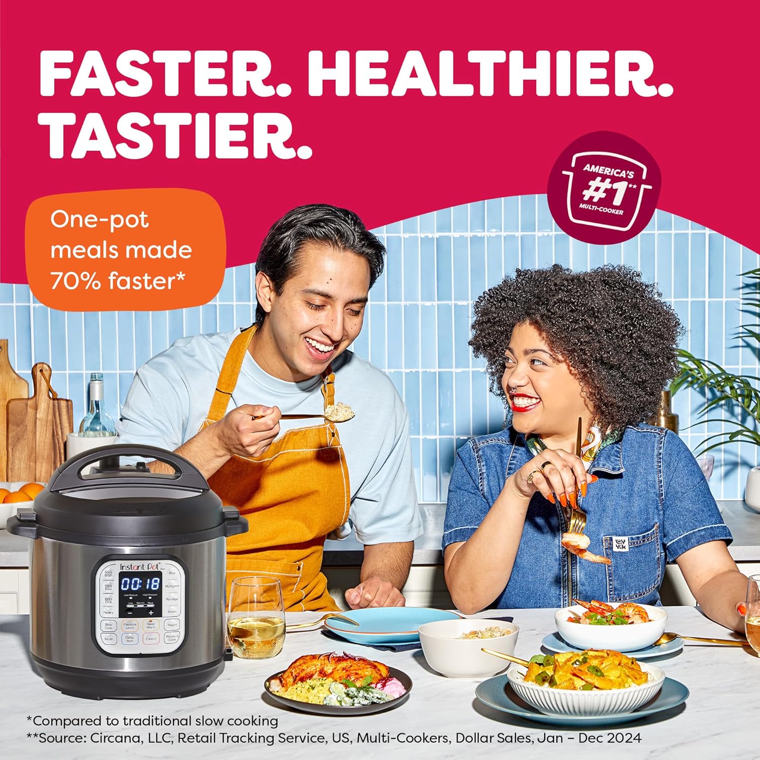 Instant Pot Duo 7-en-1 Autocuiseur électrique, Mijoteuse, Cuiseur à riz, Cuiseur vapeur, Sauteuse, Yaourtière, Chauffe-plat et Stérilisateur