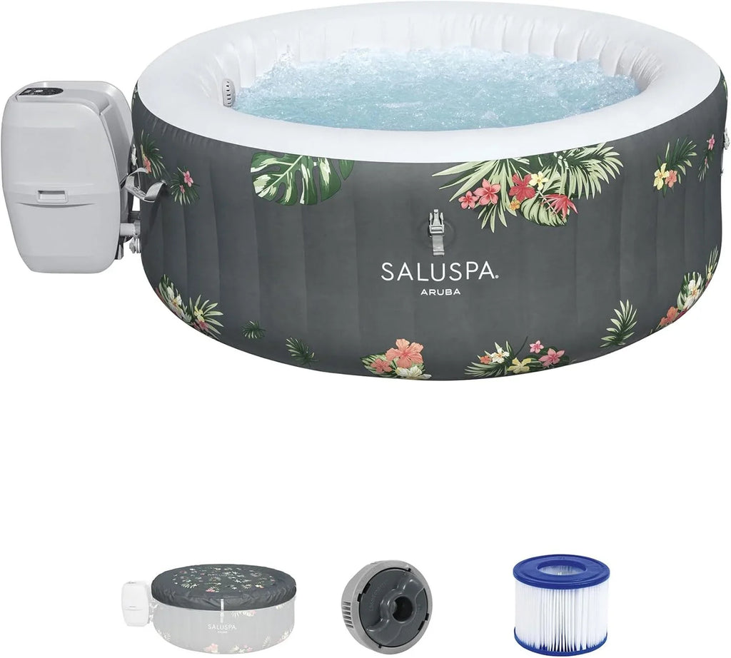 Spa gonflable rond SaluSpa Aruba AirJet, grand format, pour 2 à 3 personnes, portable, pour l'extérieur