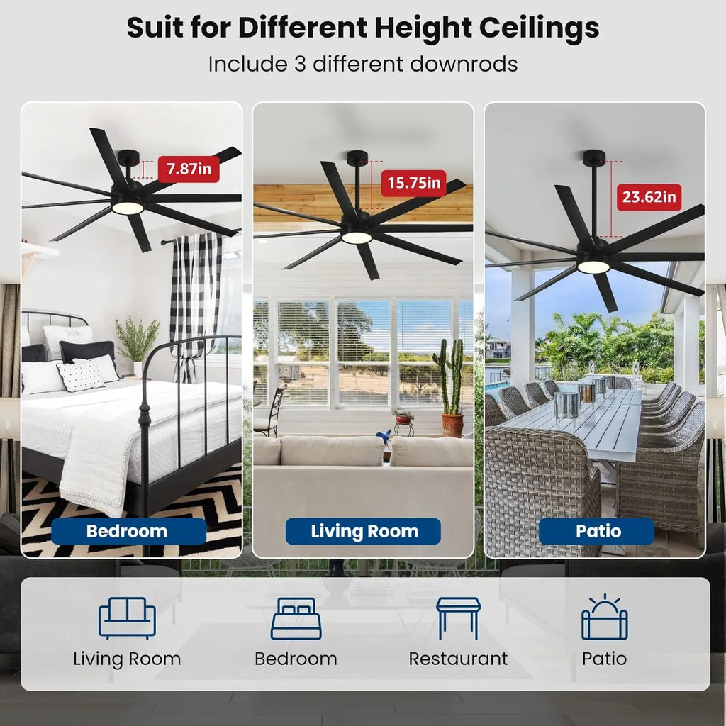 Ventilateur de plafond moderne 72 pouces chambre salon bibliothèque café extérieur/industriel