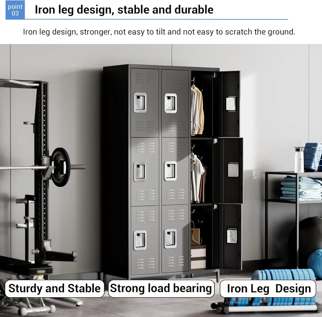 Casier GAOMON pour employés, armoire à casiers 6 portes avec crochets, casier de rangement