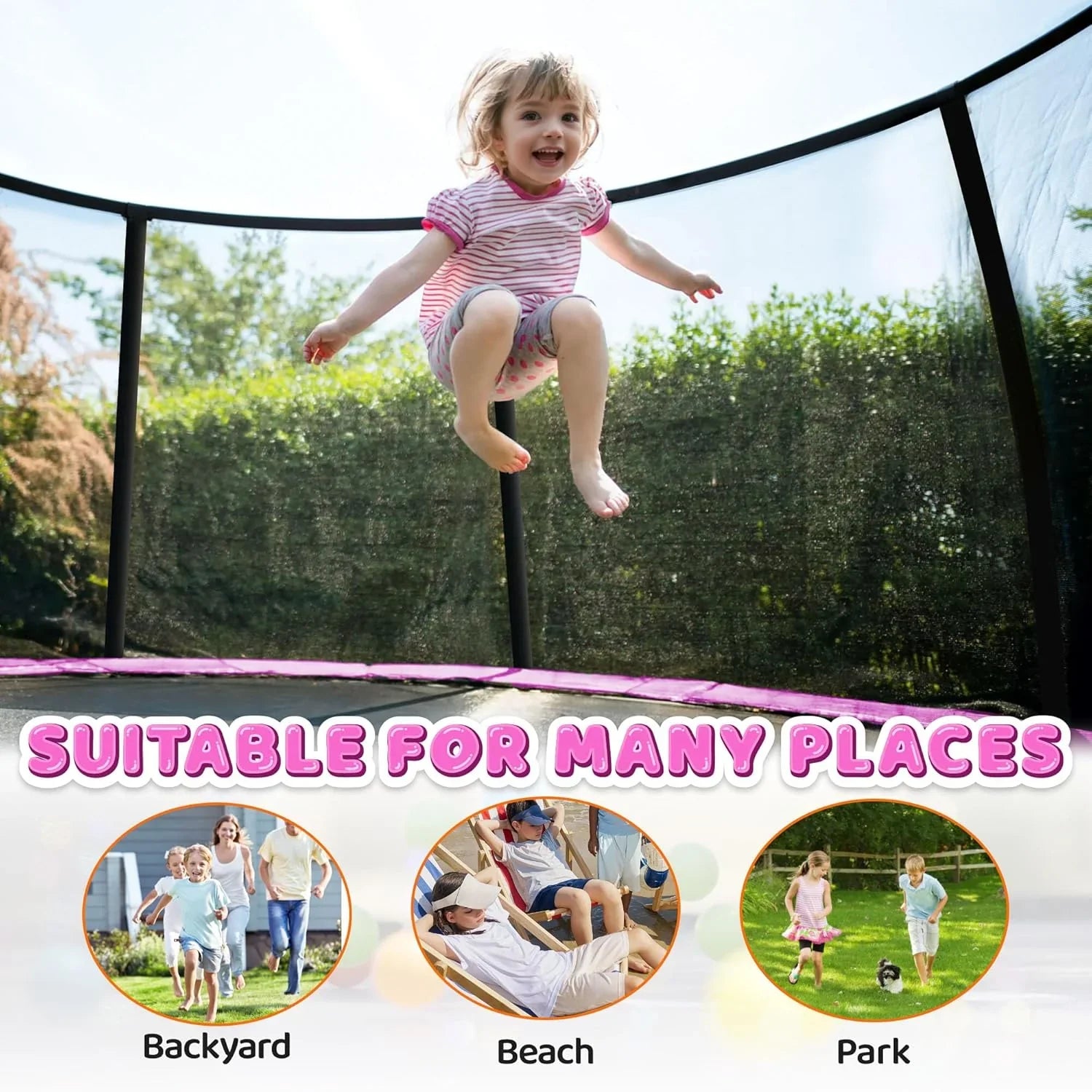 Trampoline Trampoline de loisirs avec filet de clôture et échelle, trampoline d'extérieur antirouille pour enfants et adultes