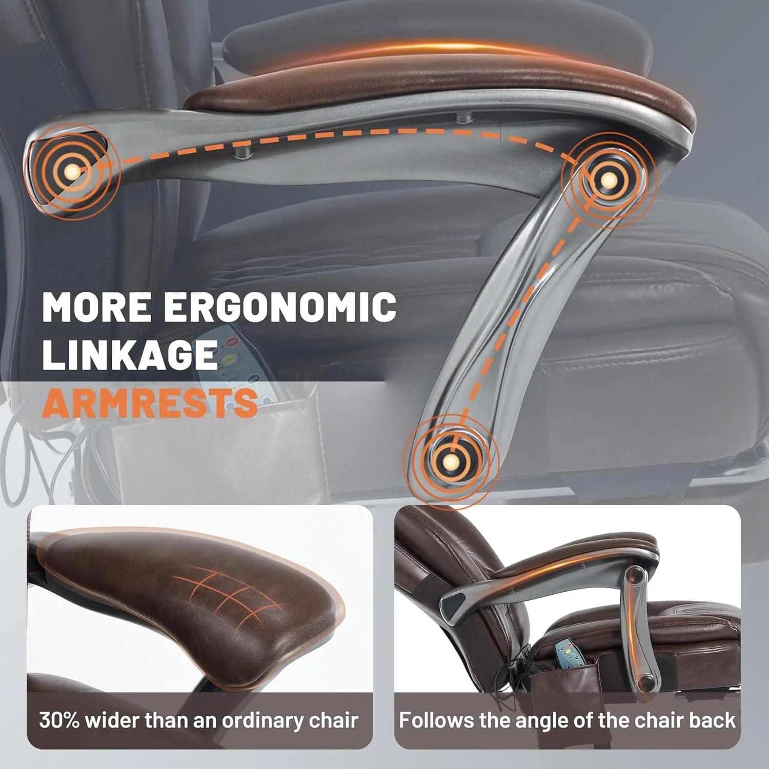 Fauteuil de bureau massant avec chauffage et repose-pieds Fauteuil de bureau ergonomique inclinable pour cadres