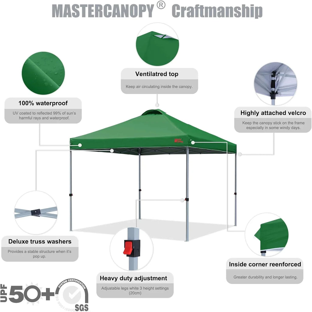 Tente pop-up robuste avec sac à roulettes (10 x 10, noir)