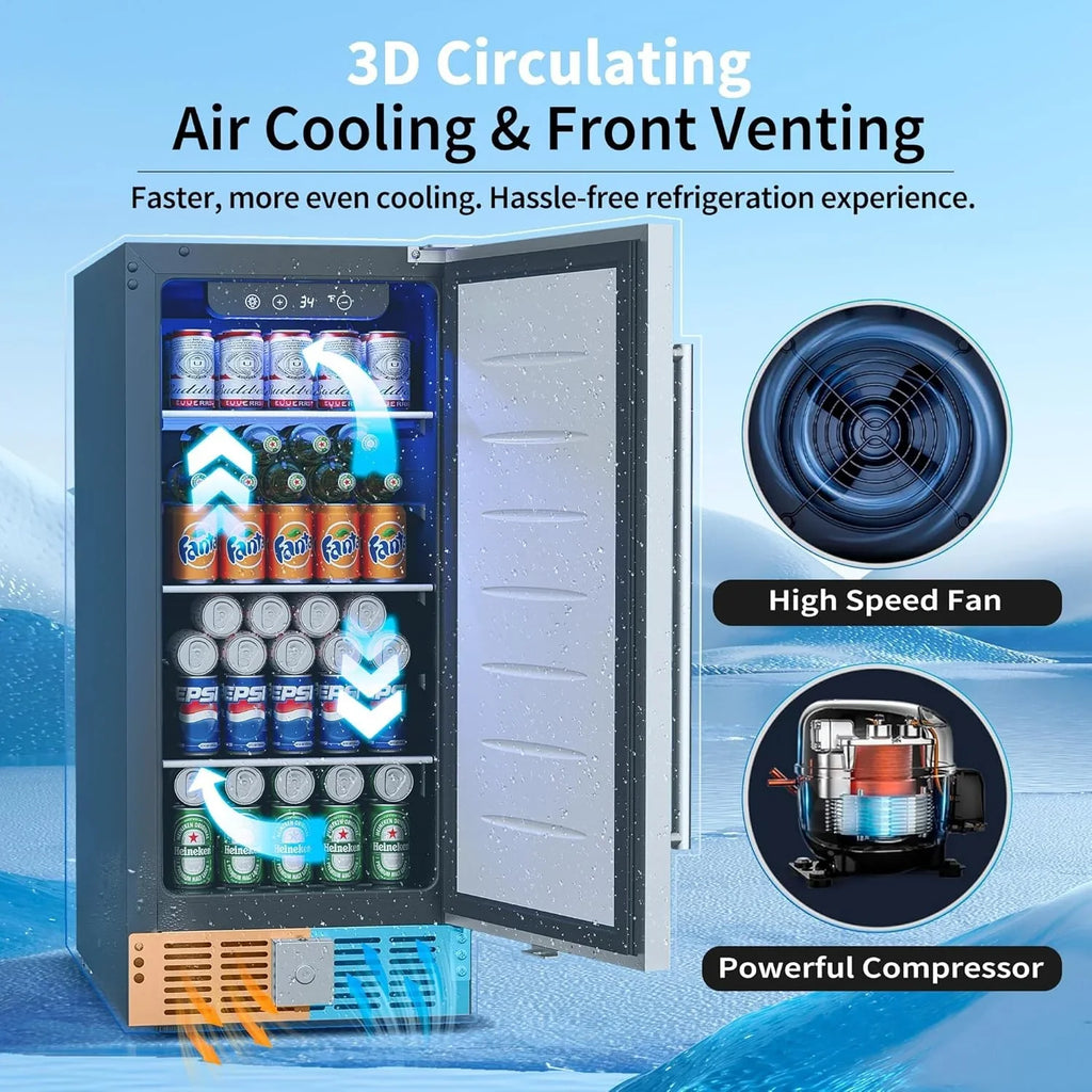 Réfrigérateur à boissons - Mini-réfrigérateur 126 canettes avec porte vitrée pour bureau, chambre, bar, maison