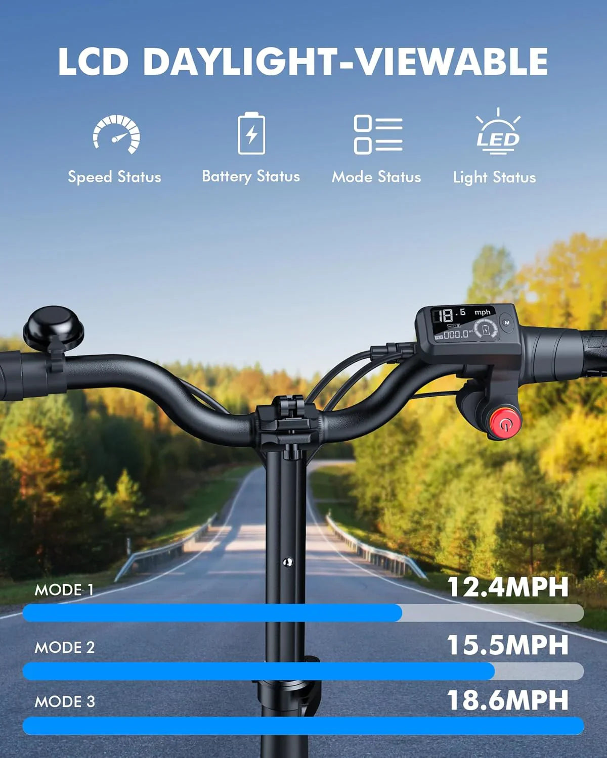 Trottinette électrique Gyroor pour adulte avec grand panier central, autonomie de 32 km, pliable et siège