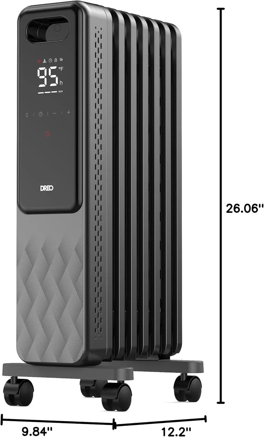Radiateur radiant électrique d'intérieur avec protection contre la surchauffe et le basculement, thermostat numérique, radiateur à bain d'huile