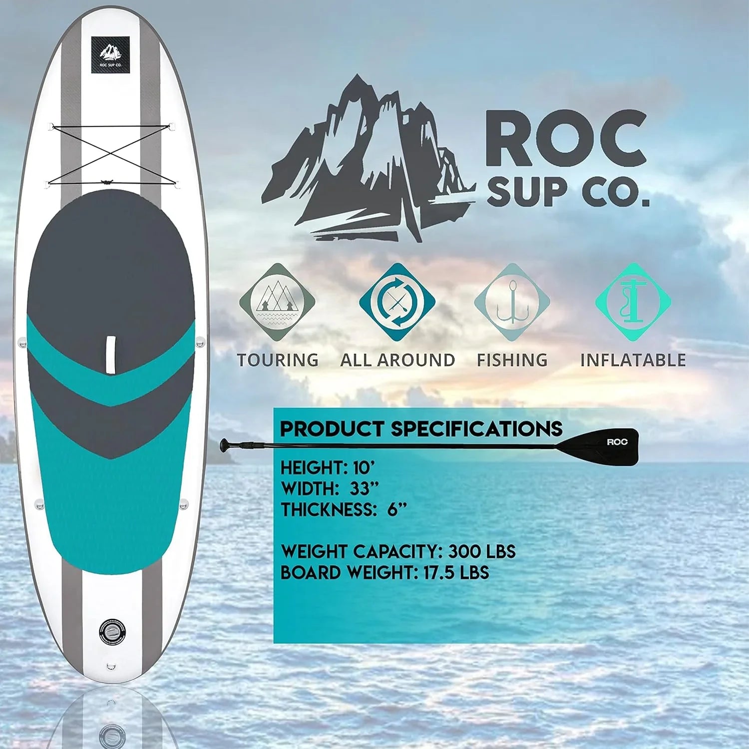 Planche de stand-up paddle gonflable ROC, accessoires de planche SUP paddle de haute qualité