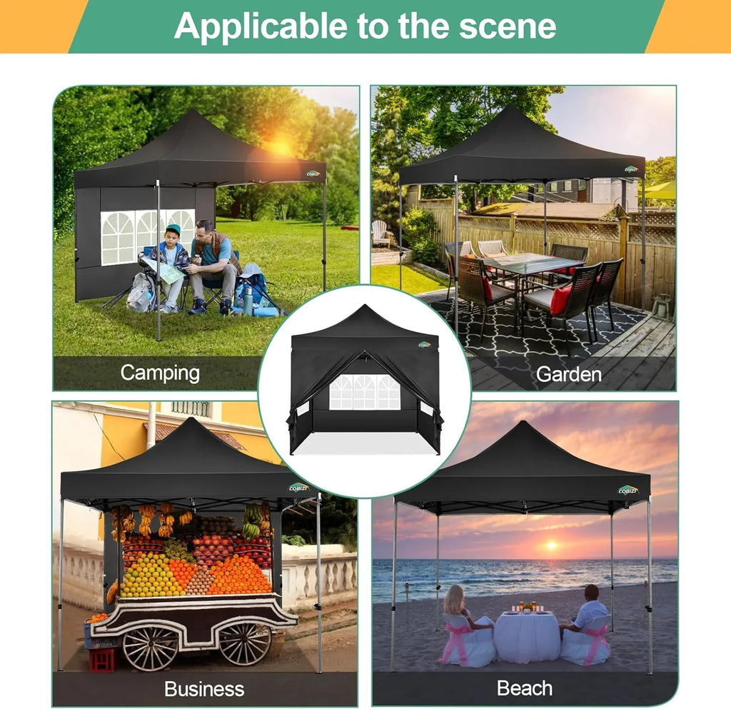 Tente pop-up robuste COBIZI 10x20 avec 6 parois latérales, facile à installer
