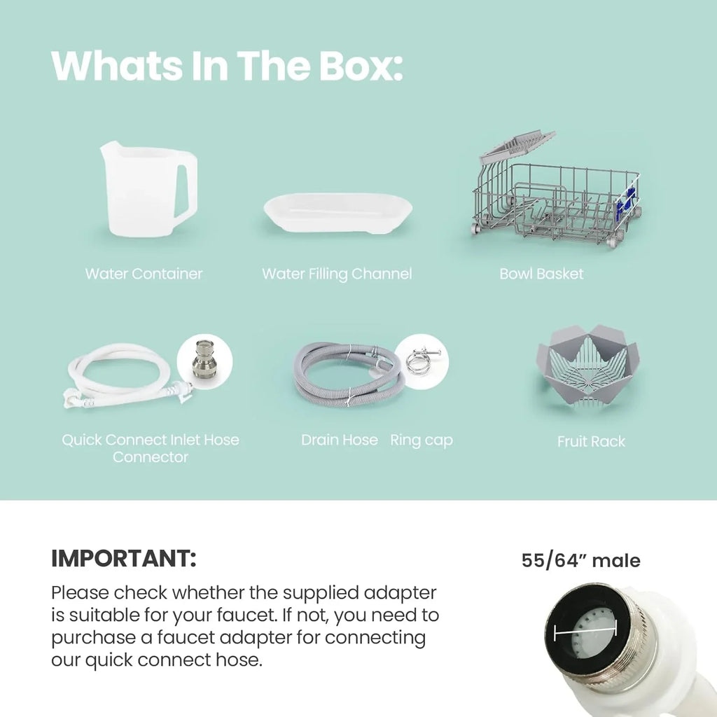 Lave-vaisselle portable de comptoir COMFEE avec réservoir d'eau intégré de 5 L