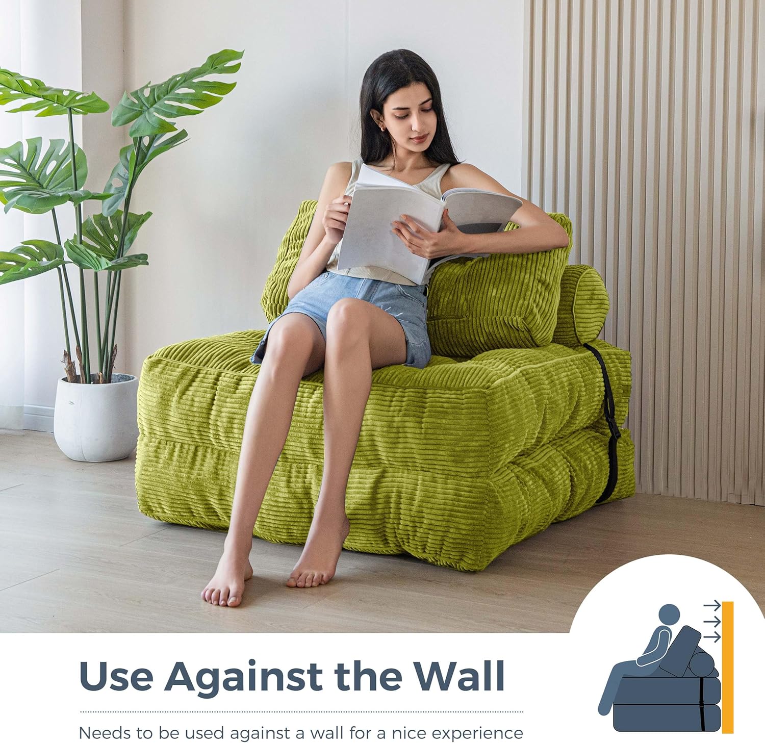 Canapé-lit pliant MAXYOYO, fauteuil convertible avec oreiller, matelas pliable avec support dorsal, fauteuil-lit pliant portable