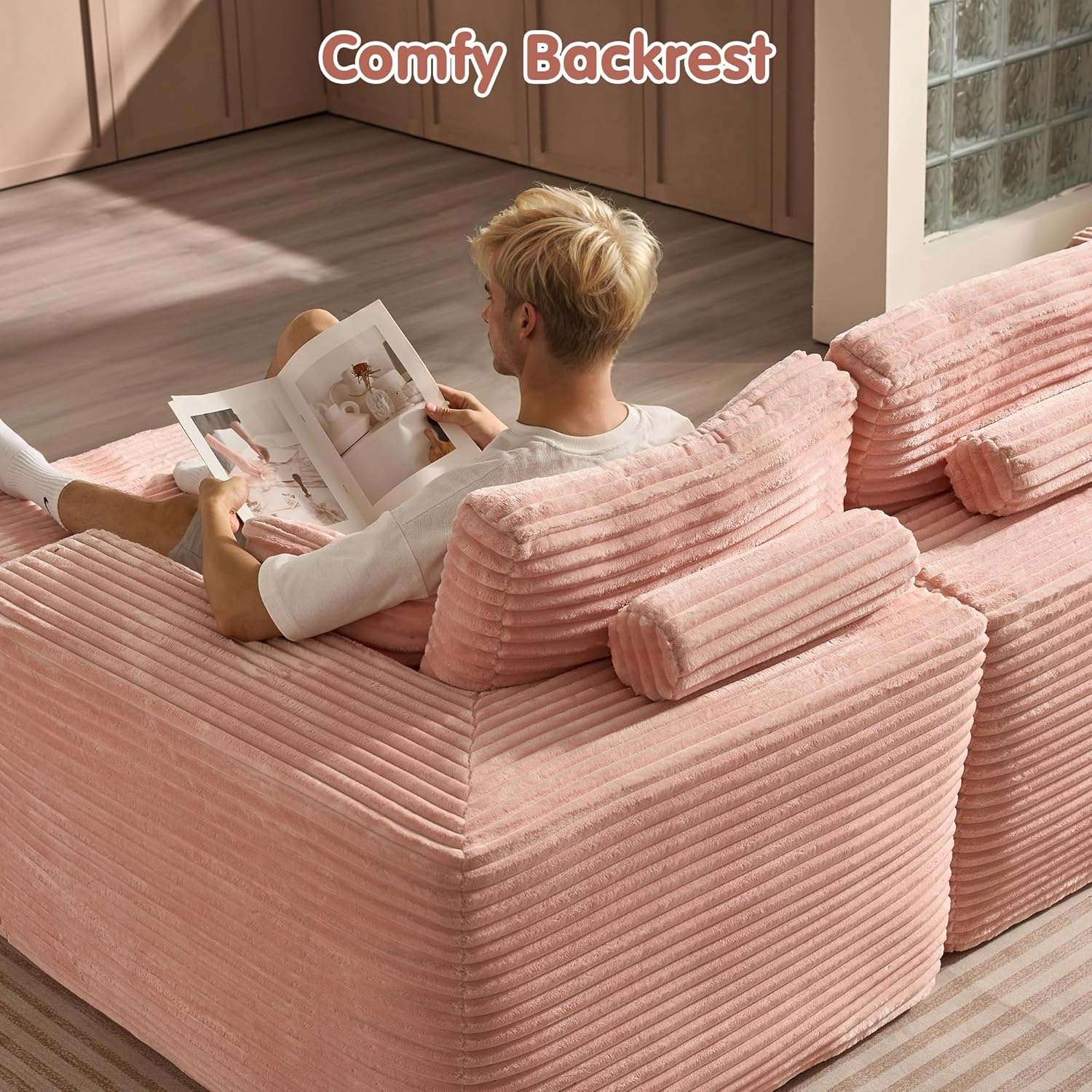 Canapé Ovios 104" Cloud Section Fauteuil en L, canapé modulaire moderne