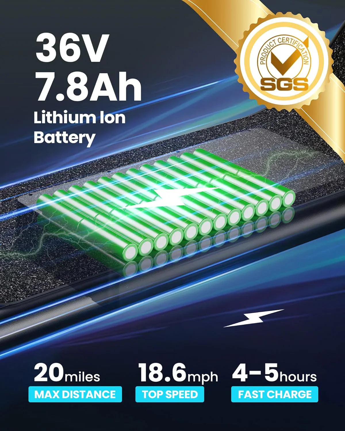 Trottinette électrique Gyroor pour adulte avec grand panier central, autonomie de 32 km, pliable et siège