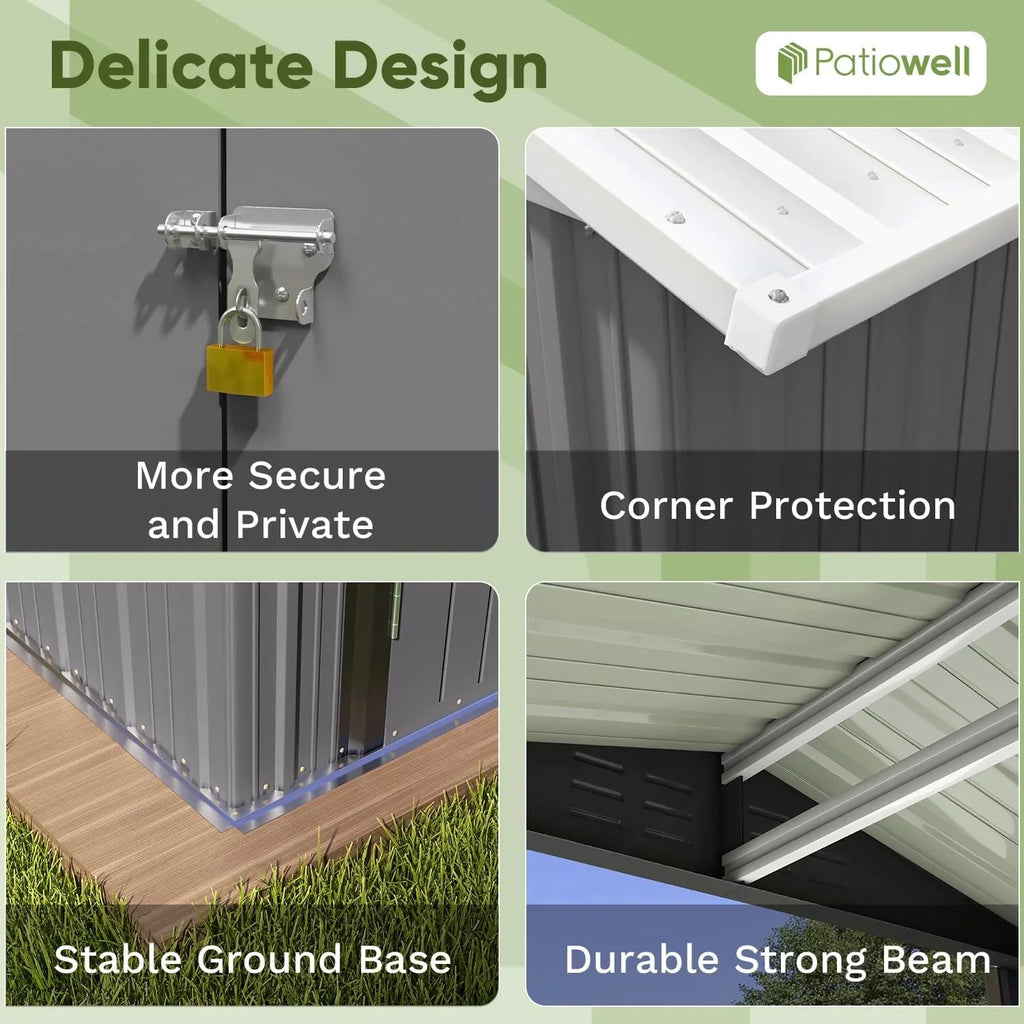 Patiowell Abri de rangement extérieur 5 x 3 pi, abri à outils avec toit en pente et porte verrouillable