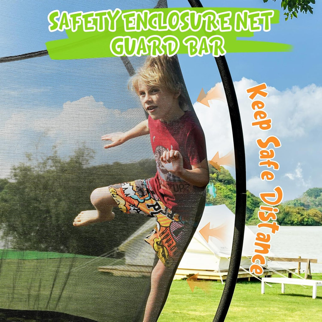 Trampoline récréatif Gigu de 10 pieds, 12 pieds et 14 pieds avec clôture et échelle, revêtement antirouille