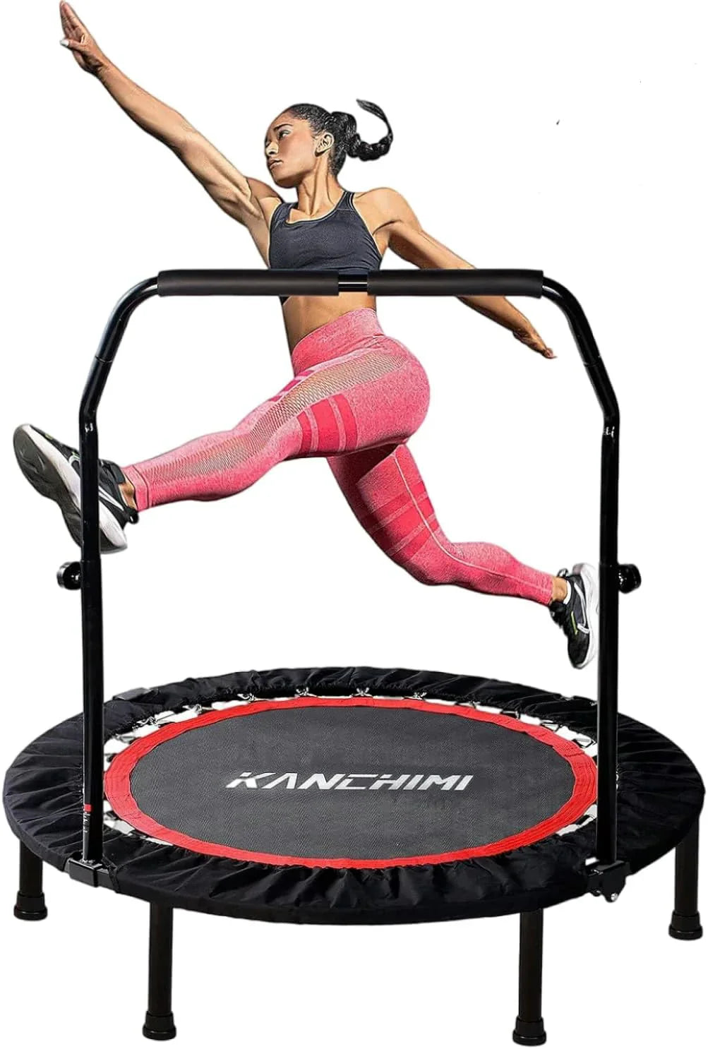 Kanchimi Mini Trampoline d'entraînement pliable de 40" à 48" avec poignée, charge maximale de 330 lb
