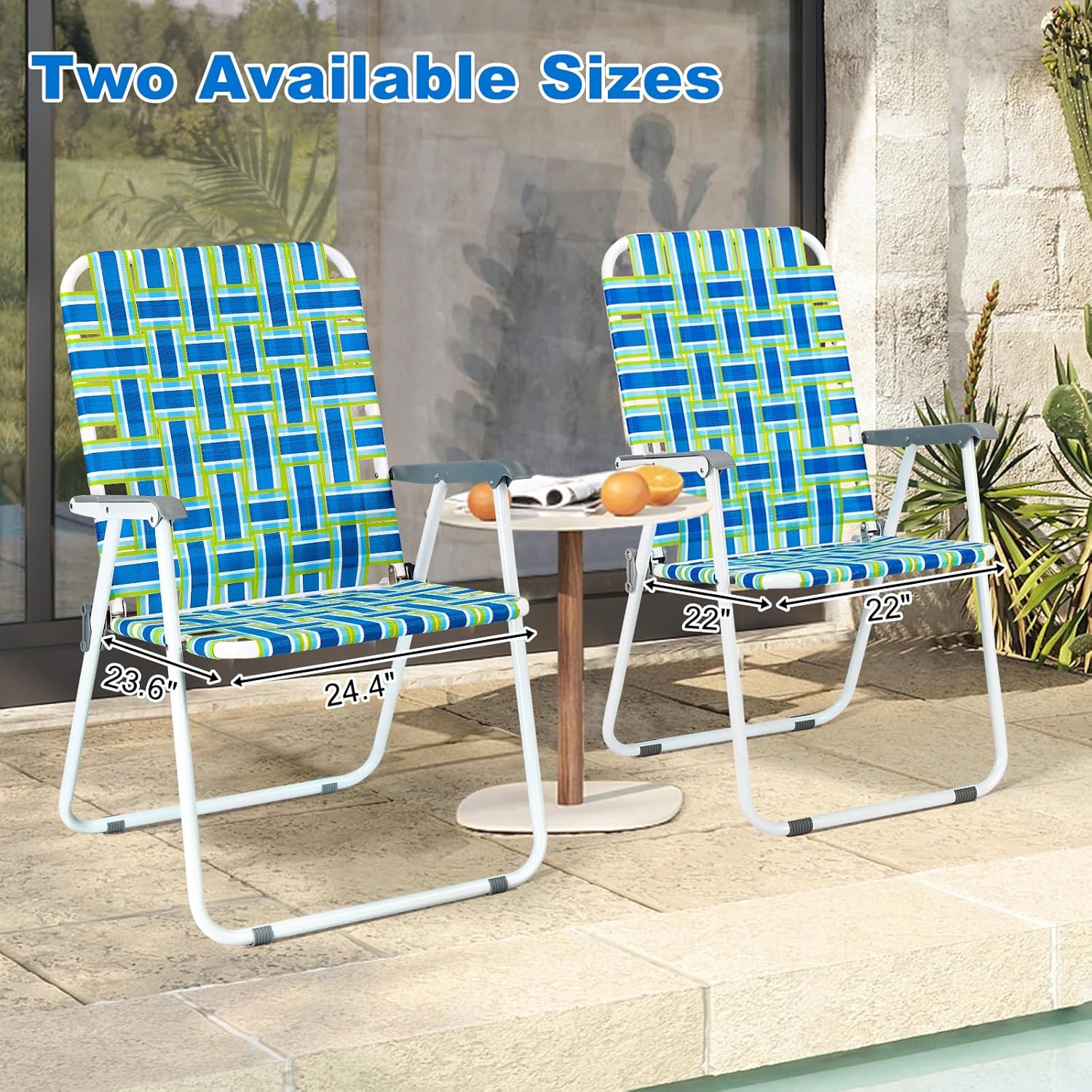 Lot de 2 chaises pliantes en toile pour patio VINGLI, chaise de plage portable pour extérieur, chaise de camping