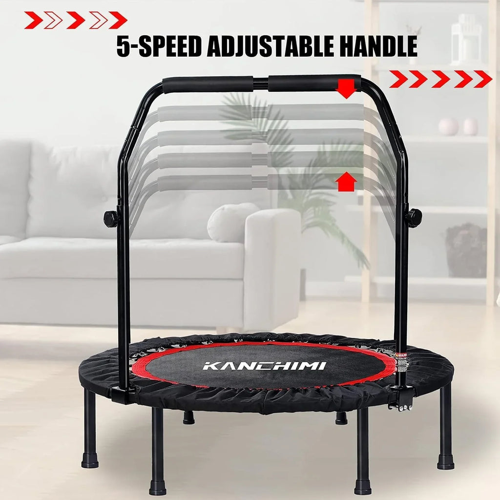 Kanchimi Mini Trampoline d'entraînement pliable de 40" à 48" avec poignée, charge maximale de 330 lb