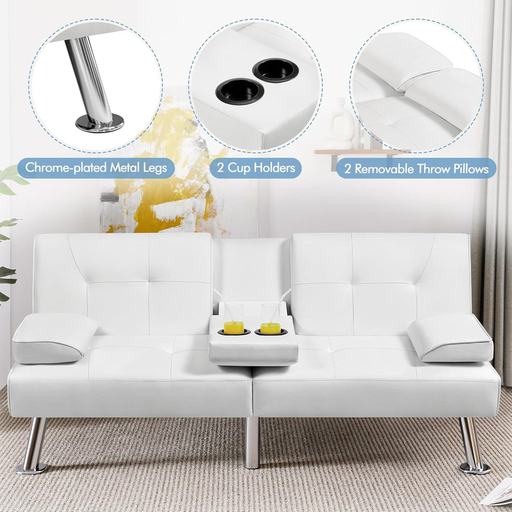 Canapé-lit convertible moderne en similicuir pour la maison, inclinable, double, pliable, pour invités