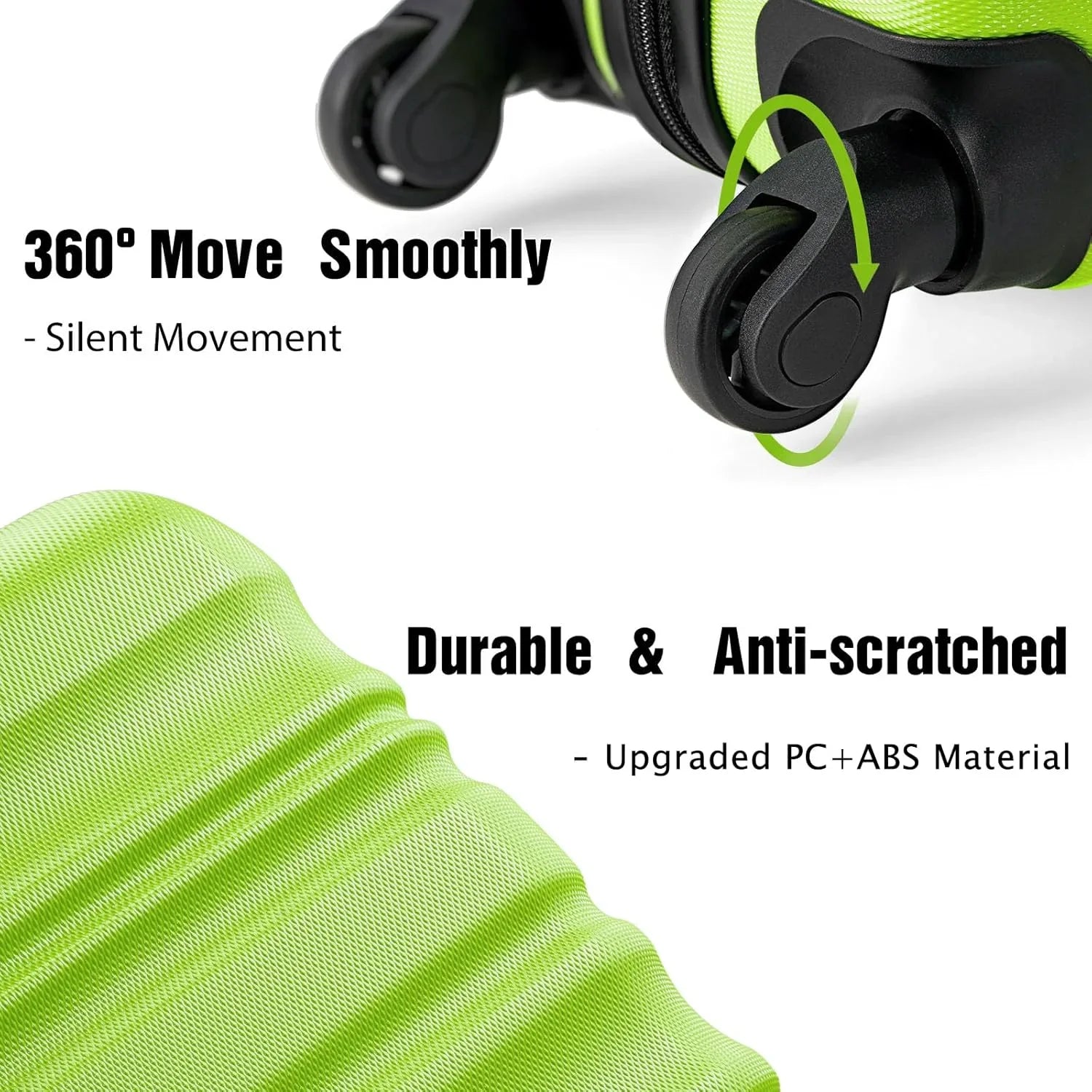 Ensemble de bagages LONG VACANCES 6 pièces : valise cabine rigide en ABS et PC, roulettes pivotantes et fermeture éclair YKK, cadenas TSA