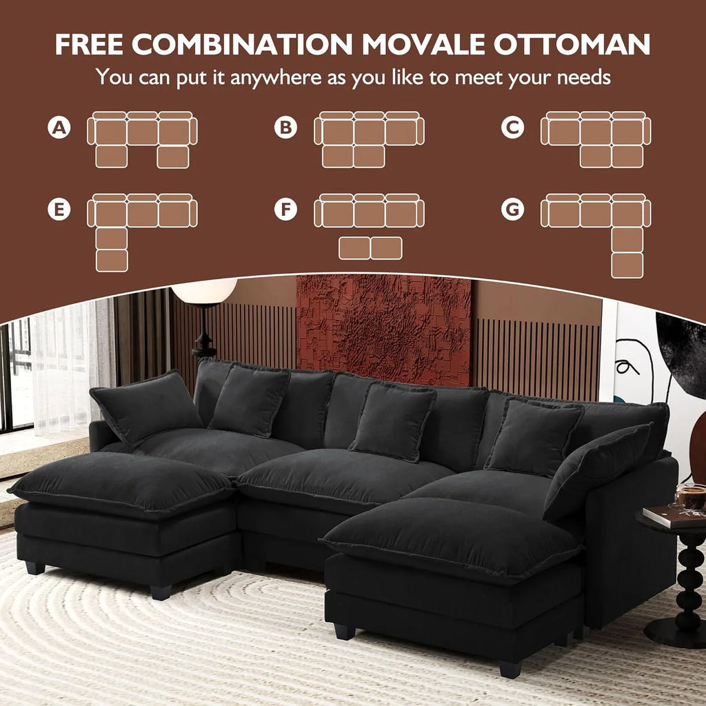 Canapé modulaire moderne en forme de U de 146 pouces d'ihanherry