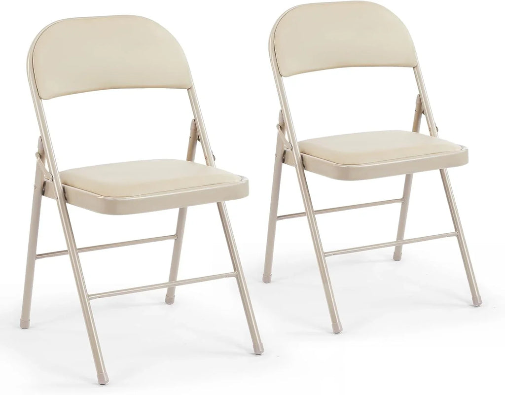 DUMOS Lot de 2 chaises pliantes rembourrées en cuir, siège commercial empilable portable pour intérieur et extérieur