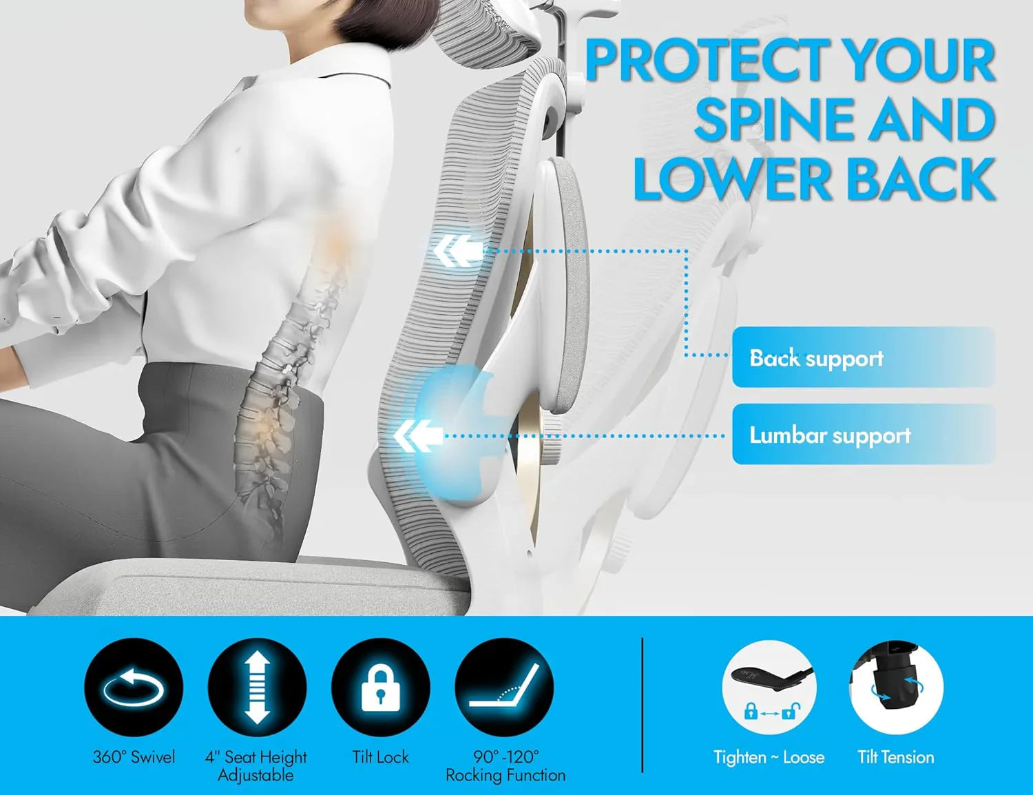 Bureau et chaise d'ordinateur de bureau, chaise de jeu, avec support lombaire et appui-tête