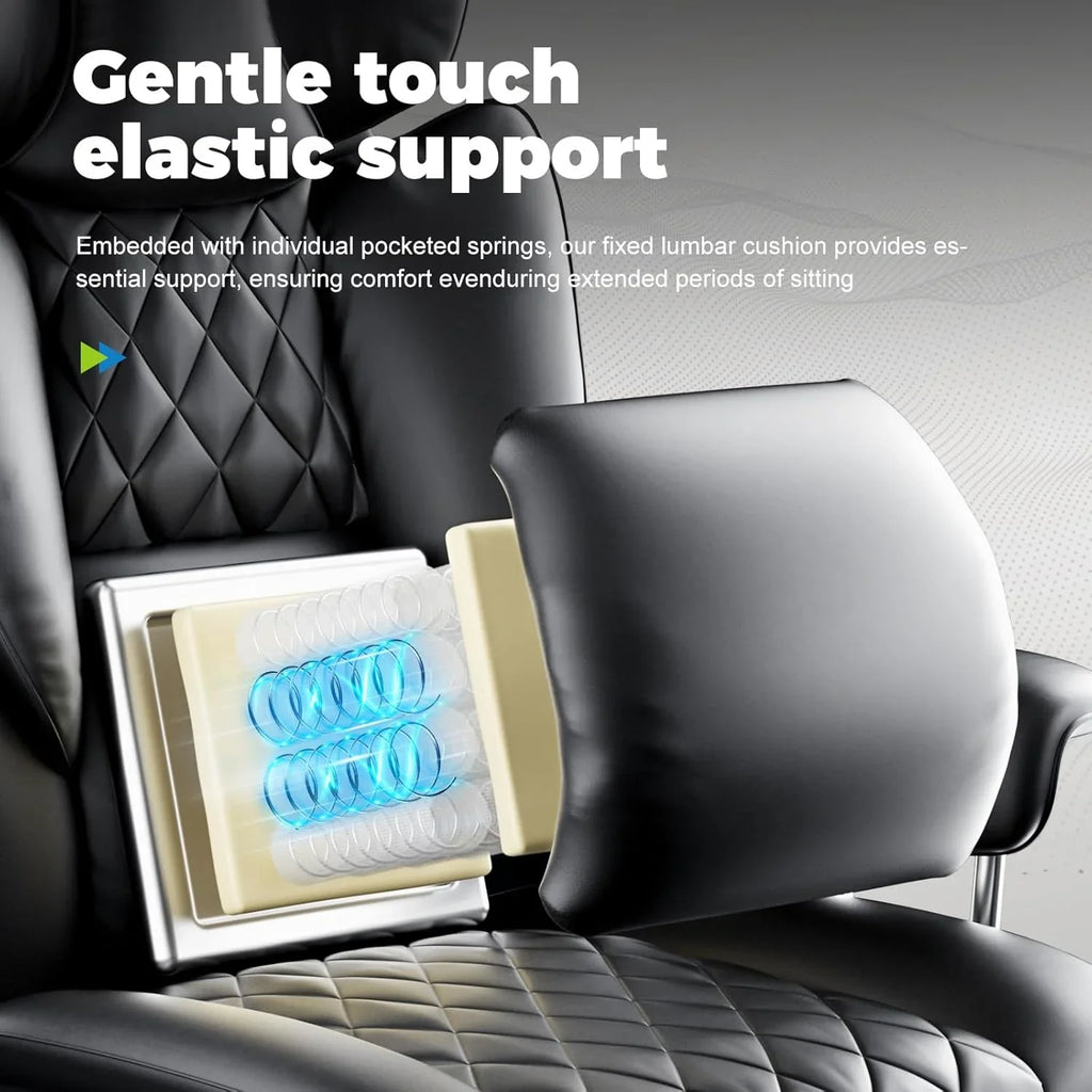 Grande chaise de bureau à dossier haut, chaise de jeu en cuir à dossier haut avec repose-pieds