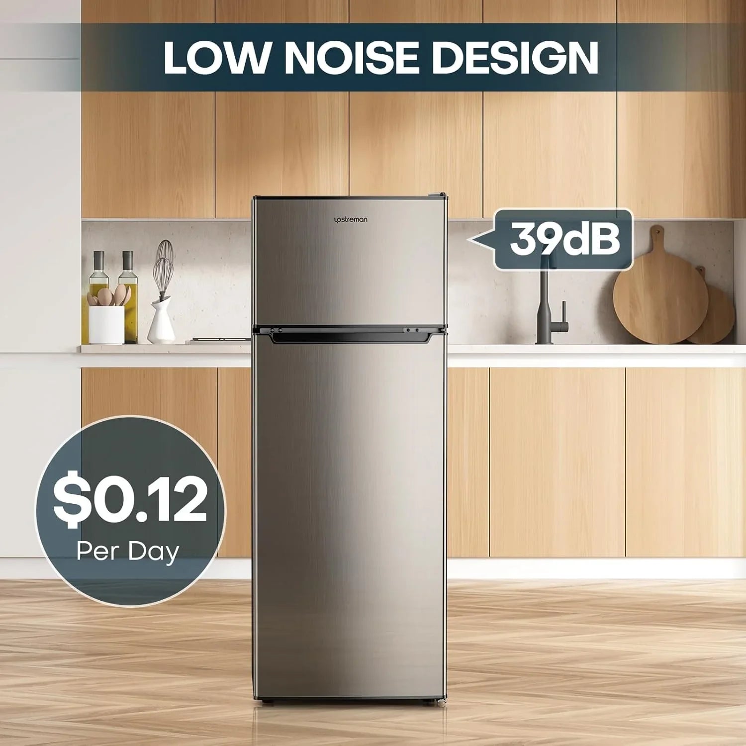 Réfrigérateur Upstreman de 7,7 pieds cubes avec congélateur, double porte,